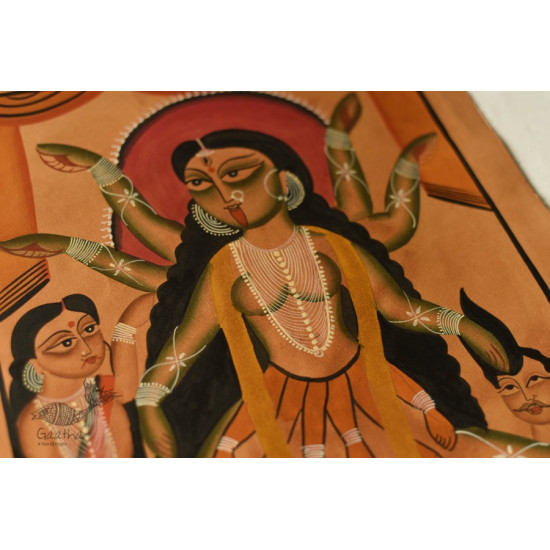 kalighat canvas painting - Goddess kali