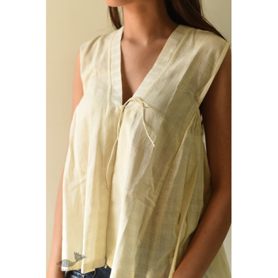 shop Off White Pure Cotton ~ Handwoven Self Checks Top