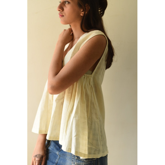 shop Off White Pure Cotton ~ Handwoven Self Checks Top