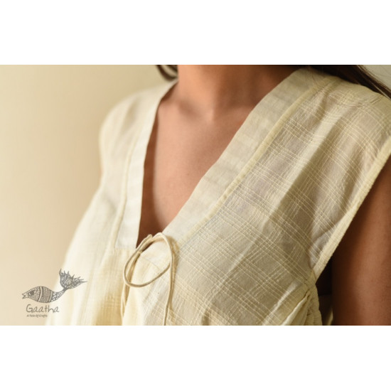 shop Off White Pure Cotton ~ Handwoven Self Checks Top