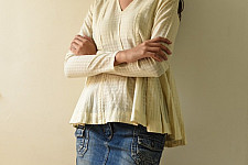 Shweta . श्वेता | Handwoven Flared Top | Off White Cotton