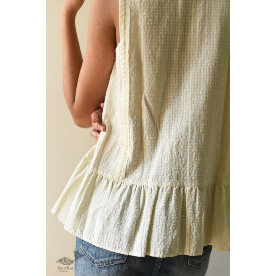 shop Off White Pure Cotton ~ Handwoven Self Checks Top