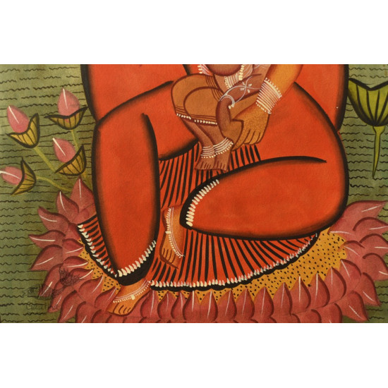 original kalighat painting gauri with ganesh