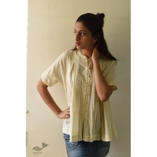 shop Off White Pure Cotton ~ Handwoven Self Checks Top