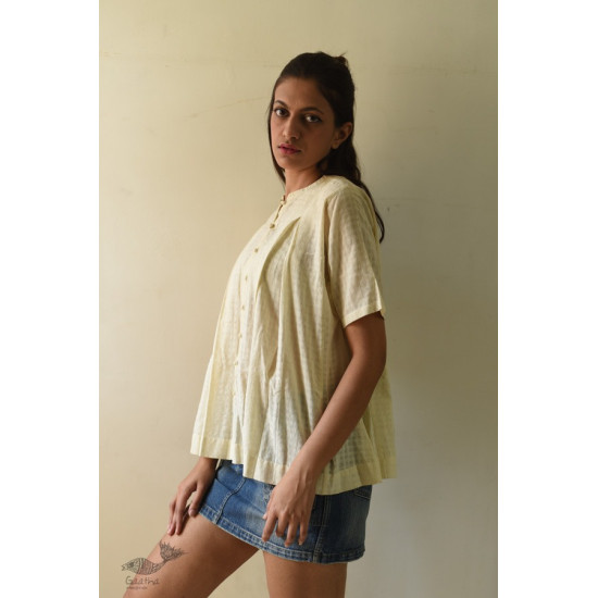 shop Off White Pure Cotton ~ Handwoven Self Checks Top