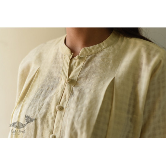 shop Off White Pure Cotton ~ Handwoven Self Checks Top