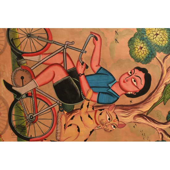 buy canvas kalighat painting - Kitty & Kusum