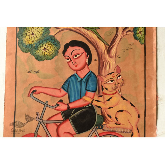 buy canvas kalighat painting - Kitty & Kusum