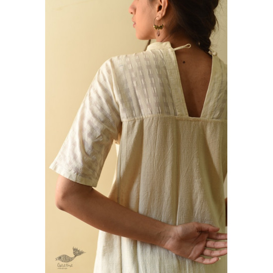 shop Handloom Self Off White Cotton - Dress