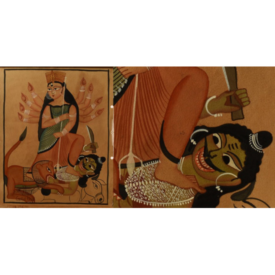 Kalighat Painting | Mahishasur Mardani