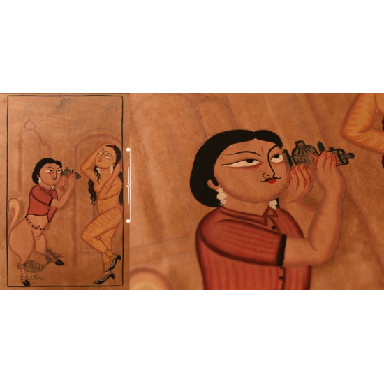 original kalighat painting on handmade canvas