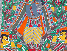 Madhubani painting | Krishna and Gopi