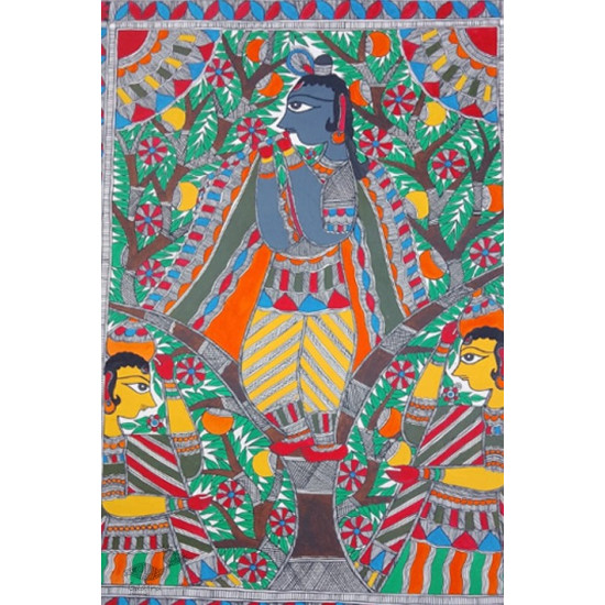 shop Madhubani painting| Krishna and Gopi