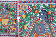 Madhubani painting | Krishna and Gopi