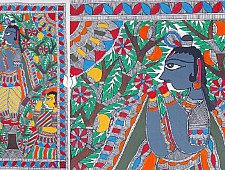 Madhubani painting | Krishna and Gopi