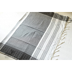 Paromita ~ Handloom Cotton Saree  - White With Black Stripes