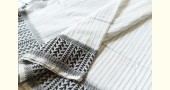 Traditional Bengali cotton Saree  - White With Black Stripes