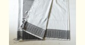 Traditional Bengali cotton Saree  - White With Black Stripes