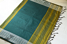 Paromita ~ Handloom Cotton Green Striped Saree