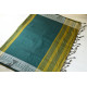 Traditional Bengali cotton Green Striped Saree