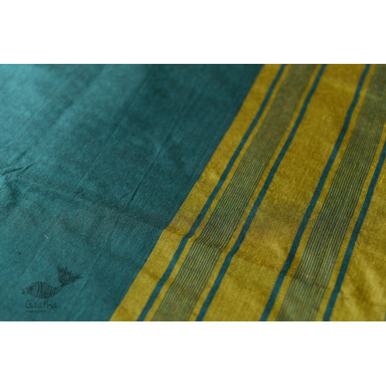 Traditional Bengali cotton Green Striped Saree