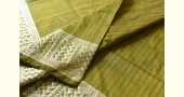 Traditional Bengali cotton Green Striped Saree