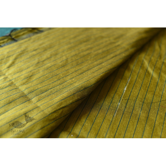 Traditional Bengali cotton Green Striped Saree