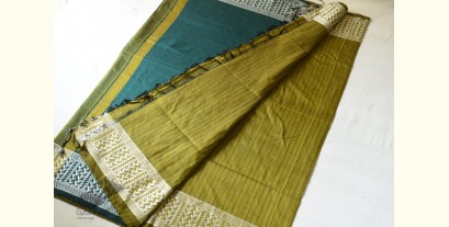 Paromita ~ Handloom Cotton Green Striped Saree