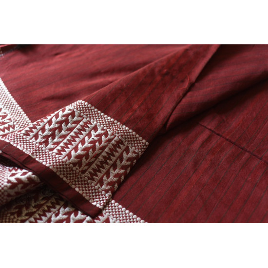 Traditional Bengali cotton Maroon saree