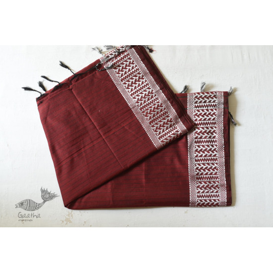 Traditional Bengali cotton Maroon saree