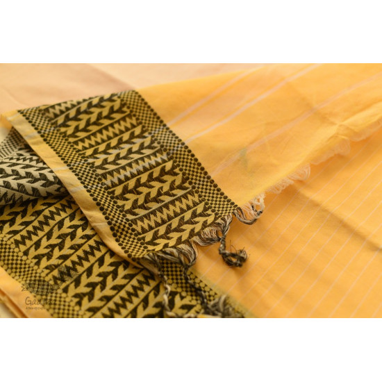 Traditional Bengali cotton Light Yellow saree