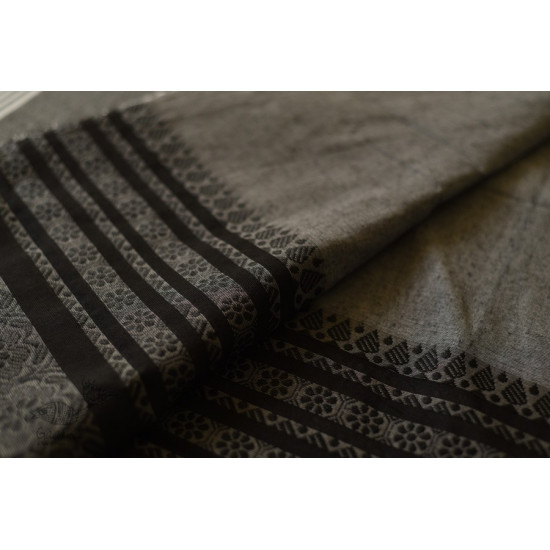 Traditional Bengali cotton Black & Grey Saree