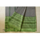 Traditional Bengali cotton saree - Grey With Green Woven Border