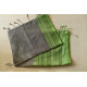 Traditional Bengali cotton saree - Grey With Green Woven Border