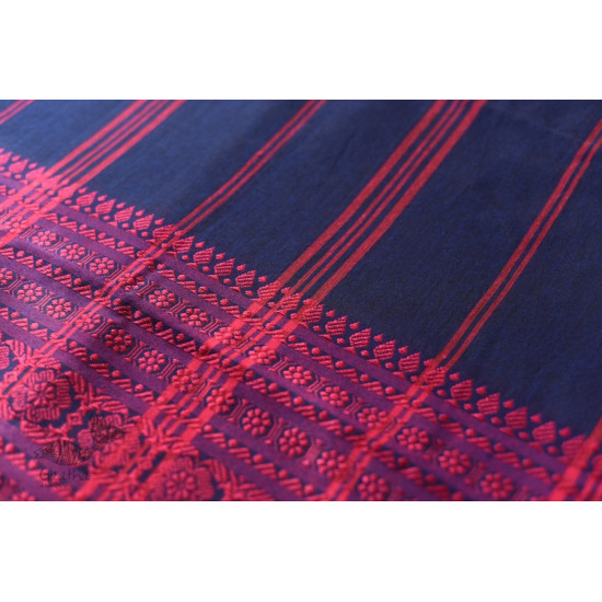 Traditional Bengali cotton Blue Saree