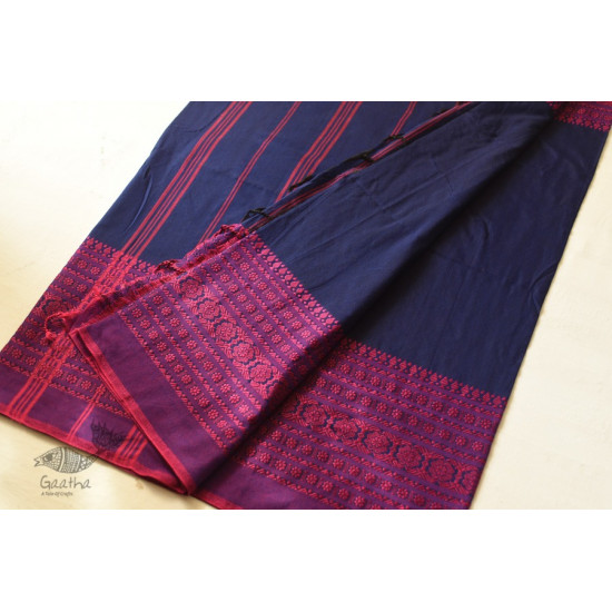 Traditional Bengali cotton Blue Saree