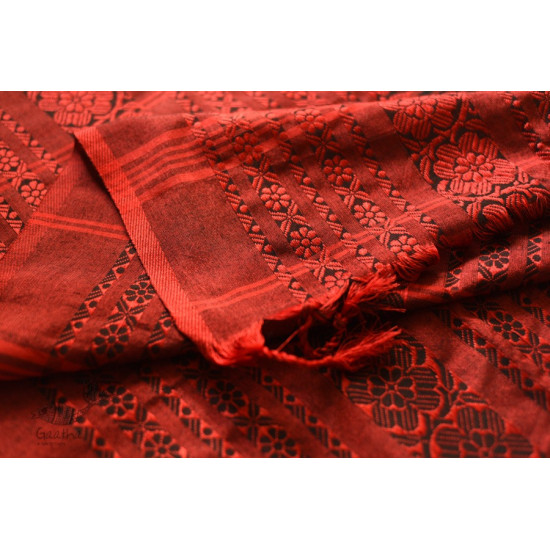 Traditional Bengali cotton Black With Red Woven Border Saree