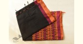 Handloom Cotton Bengali Saree  - Black with Woven Border