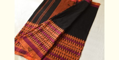 Paromita ~ Handloom Cotton Bengali Saree  - Black with Woven Border