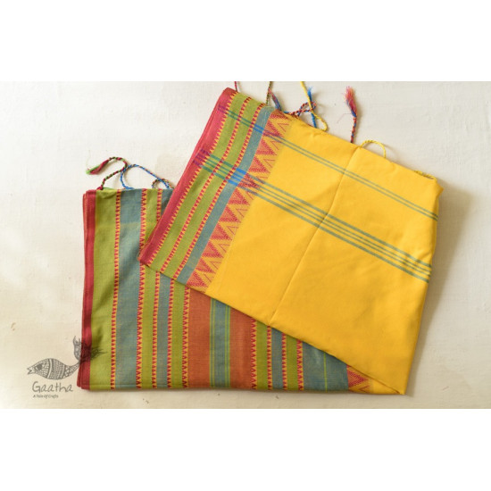 Traditional Bengali cotton saree - Yellow