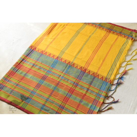 Traditional Bengali cotton saree - Yellow