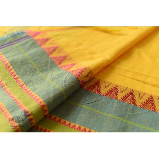 Traditional Bengali cotton saree - Yellow