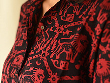 Itr . इत्र | Batik Cotton Loose Red & Black Shirt | Exclusive