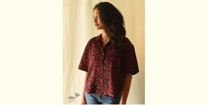 Itr . इत्र | Batik Cotton Loose Red & Black Shirt | Exclusive