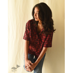 Itr . इत्र | Batik . Cotton Loose Red & Black Shirt | Exclusive