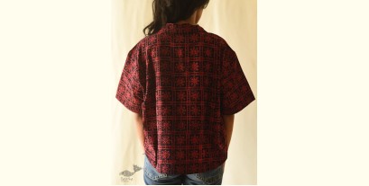 Itr . इत्र | Batik . Cotton Loose Red & Black Shirt | Exclusive