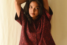 Itr . इत्र | Batik . Cotton Loose Red Shirt | Exclusive