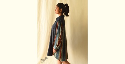 Modal Silk Ajrakh & Denim Dress / Long Line Shirt