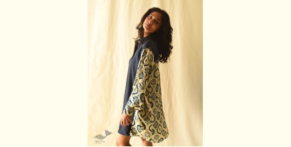 Modal Silk Ajrakh Prints & Denim Dress