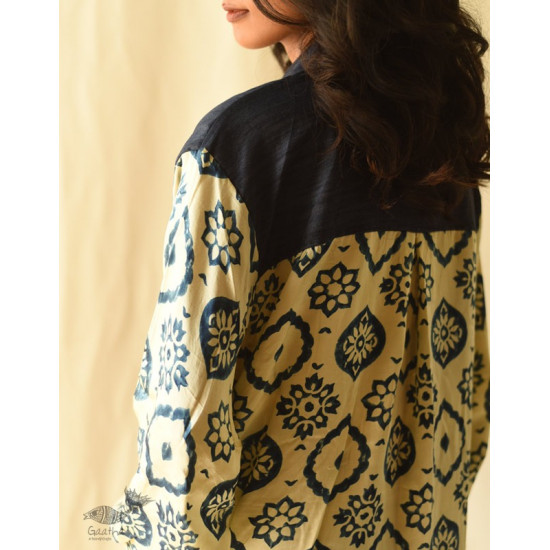 buy Modal Silk Ajrakh Prints & Denim Dress